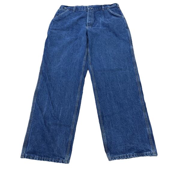 Carhartt Men’s FR Jeans 38x34* Original Fit FRB13-DNM Blue Denim Carpenter CAT 2 - Picture 1 of 16